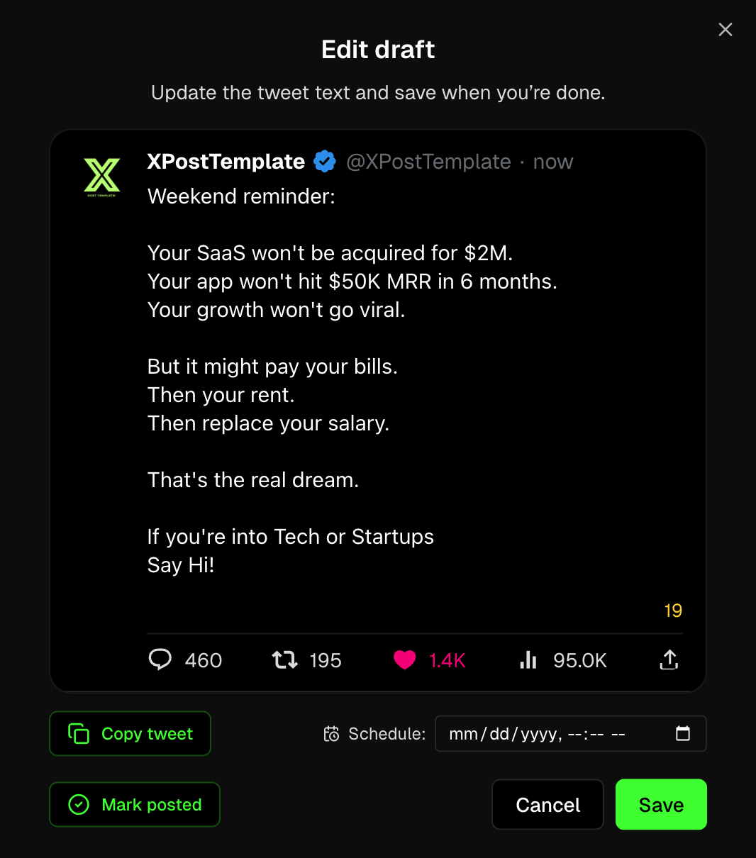 Save drafts for later